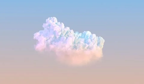 Pretty single sunrise cumulus cloud - digital nature 3D illustration Stockillustratie