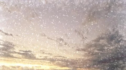 Pretty snow fall on clouds on sky bg - photo of nature Stock Photos