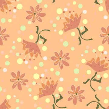 Pretty Spray Scattered Vector Repeat Pattern In Peach And Green Illustrazione stock