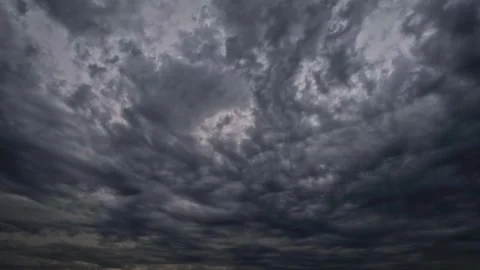 Pretty timelapse with massive gray rain clouds - loop video Stock Footage 266092185