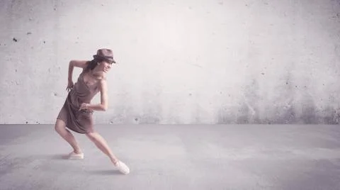 Pretty urban dancer with empty background 스톡 사진