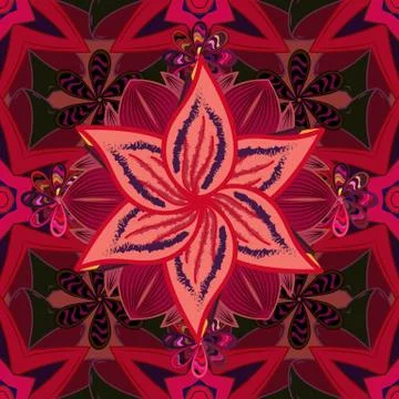 Pretty vintage feedsack pattern in small red, brown and pink flowers. Floral swe Stock Illustration