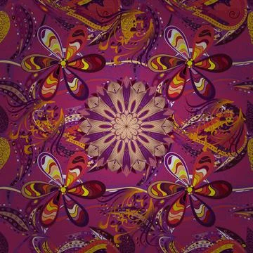 Pretty vintage feedsack pattern in small violet, purple and pink flowers. Floral Stock Illustration