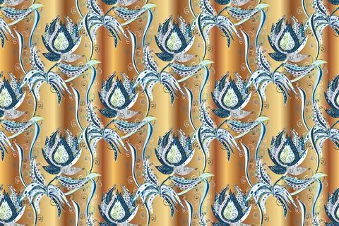 Pretty vintage feedsack pattern in small neutral, beige and blue flowers. Floral Stock Illustration