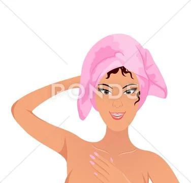 Pretty woman in bathroom Stock Illustration