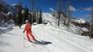 Pretty Woman Skiing. Stock Footage