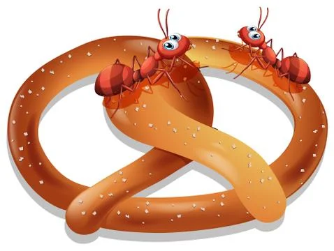 Pretzel and ants Illustration
