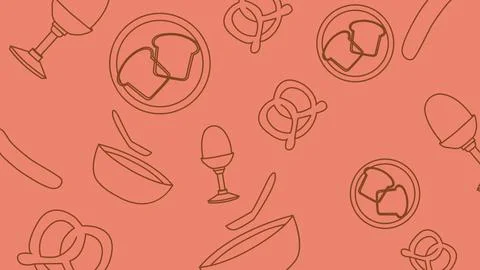 Pretzel and toast breakfast background 库存插图