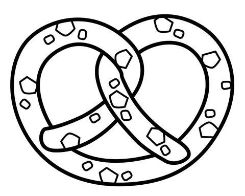 Pretzel - baked product - vector linear illustration for logo or sign coloring. Illustrazione stock