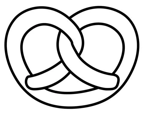 Pretzel - baked product - vector linear illustration for coloring, logo or sign. Illustrazione stock