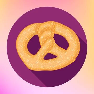 Pretzel bun flat vector icon Pretzel bun flat icon. Salty snack vector pic... Stock Photos