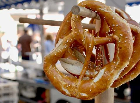 Pretzel on display Stock Photos