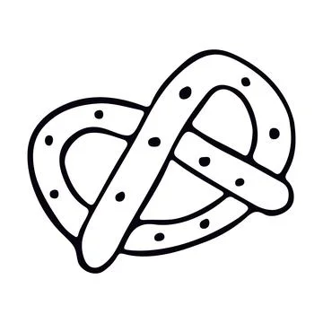 Pretzel in doodle style. Vector illustration Stock Illustration