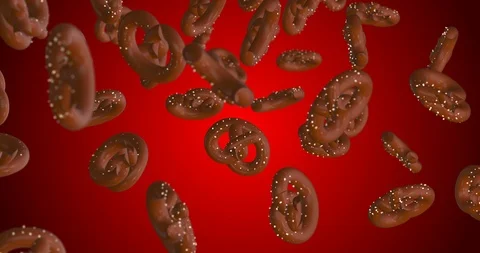 Pretzel falling slow motion Stockbeeldmateriaal 109564697