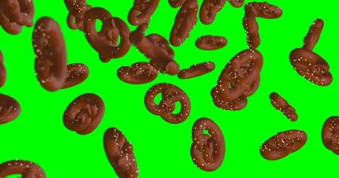 Pretzel falling slow motion Video stock 109564794
