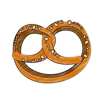 Pretzel german snack scribble Stock Illustration