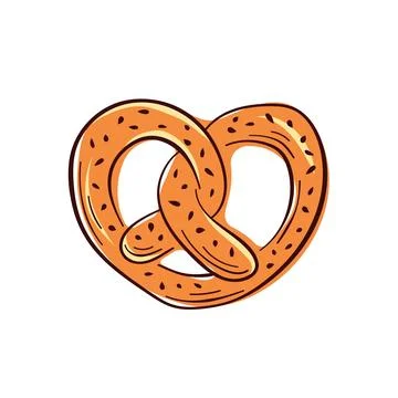 Pretzel icon in flat style. A bakery design product for Oktoberfest. Vector Stock Illustration