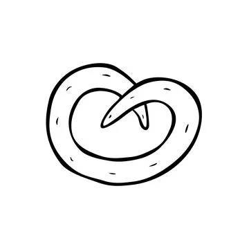 Pretzel Line Art Vector Illustration: German Bakery Snack Black Line Icon Ilustración de archivo