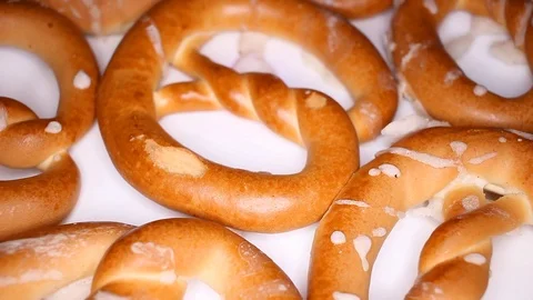Pretzel pretzels rotating seamless looping food texture pattern close up footage Video stock 103090772
