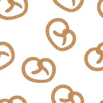 Pretzel seamless pattern vector cookie snack bread isolated wallpaper backgro 스톡 일러스트