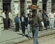 Pretzel seller walking through station SD Footage