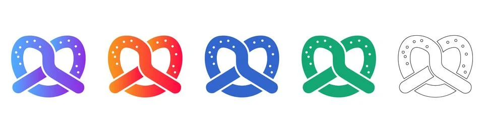Pretzel Snack Vector Icon Set Stock Illustration