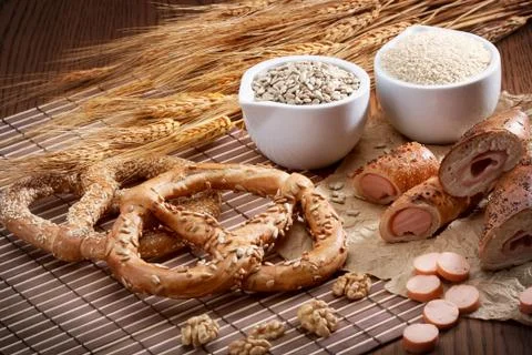 Pretzel on the table Stock Photos
