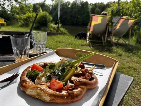 Pretzel on the terrace Stock Photos