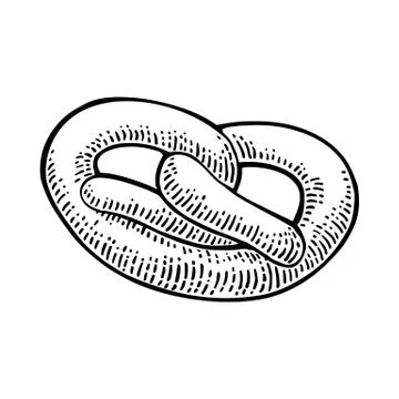 Pretzel. Vector black hand drawn vintage engraving Stock Illustration