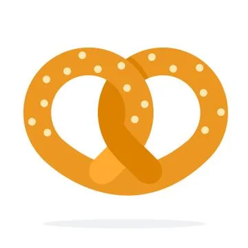 Pretzel vector flat material design isolated object on white background. 스톡 일러스트