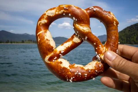 Pretzel at Walchensee Stock Photos