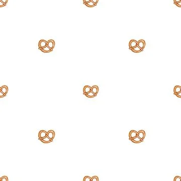 Pretzel watercolor seamless pattern. Tadic Austrian loaf twisted figure eight Stock Illustration
