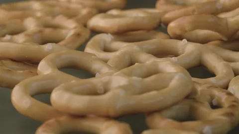 Pretzels on the glass table Stock Footage 140321855
