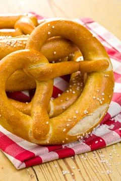 Pretzels on kitchen table Stock Photos