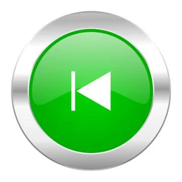 Prev green circle chrome web icon isolated. Stock Illustration