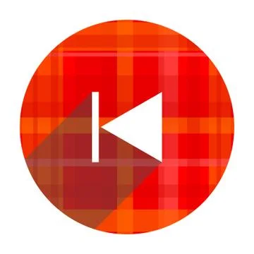 Prev red flat icon isolated. Stock Illustration