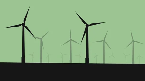 Prevent climate change global warming using wind turbine wind energy Stock Footage 308386456