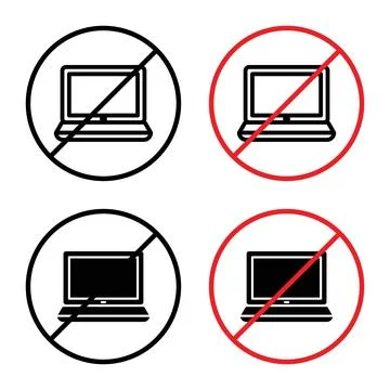 Prevent computer use in restricted areas with this no computer sign, featur.. イラスト素材