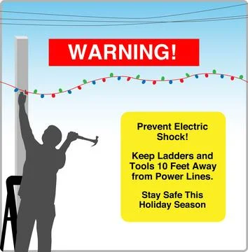 Prevent Electric Shock, Keep Ladders and Tools 10 Feet Away from Power Lines, St Stock Illustration