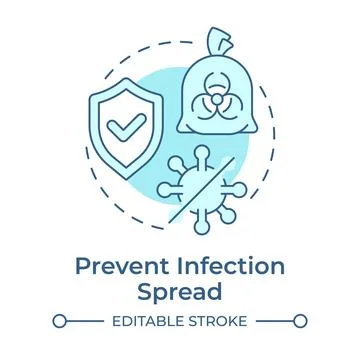 Prevent infection spread soft blue concept icon Stock Illustration