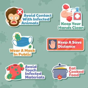 Prevent The Spread Of Monkeypox Stickers Illustrazione stock