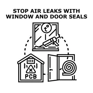 Preventing air leaks and improving home energy efficiency Ilustración de archivo
