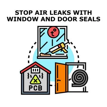 Preventing air leaks and improving home energy efficiency Ilustración de archivo