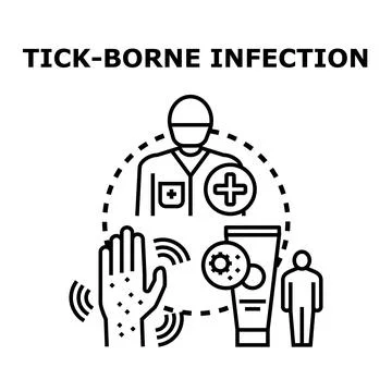 Preventing and treating tick borne infection on human skin Stock Illustration