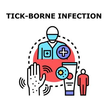Preventing and treating tick borne infection on human skin Stock Illustration