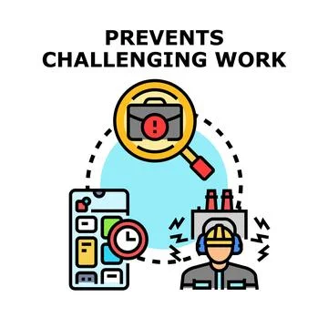 Preventing challenging work protecting industrial professional from problems Stock Illustration