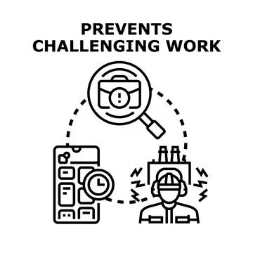 Preventing challenging work protecting industrial professional from problems Stock Illustration