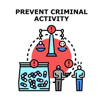 Preventing criminal activity, law enforcement, and illegal drug control Stock Illustration
