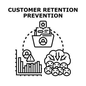 Preventing customer churn retaining clients preventing dissatisfaction Stock Illustration