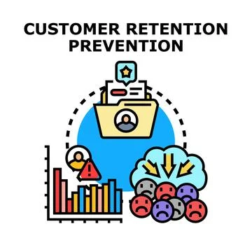 Preventing customer churn retaining clients preventing dissatisfaction Stock Illustration
